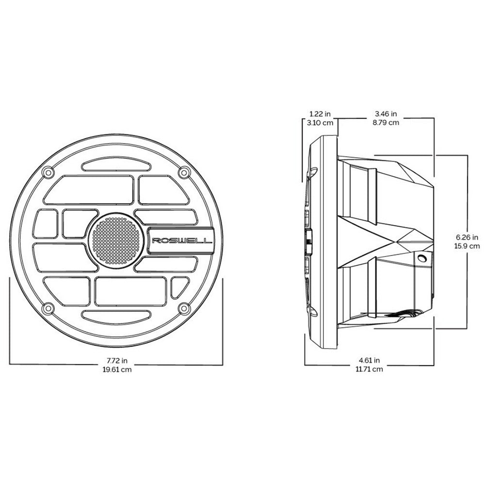 Roswell R Series 6.5 Marine Speakers - Anthracite Grille - 60W RMS & 120W Peak Power