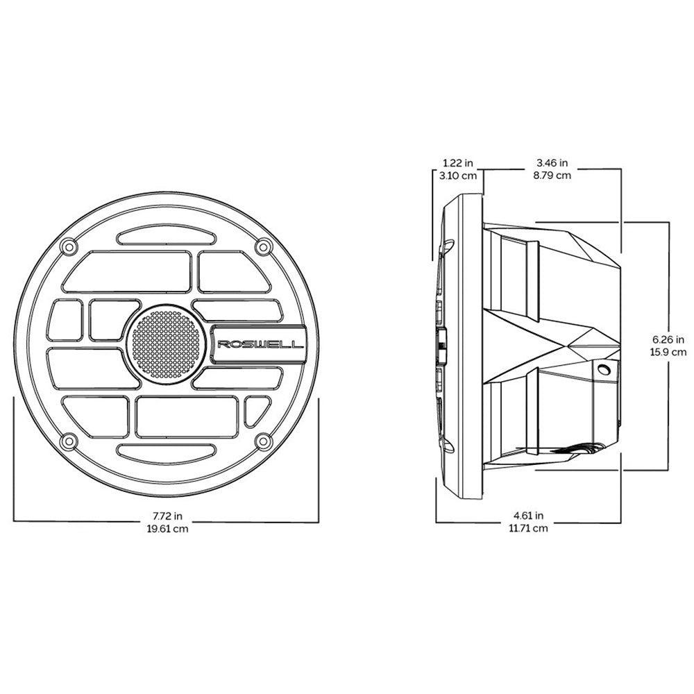 Roswell R Series 7.7 Marine Speakers - Anthracite Grille - 80W RMS & 160W Peak Power