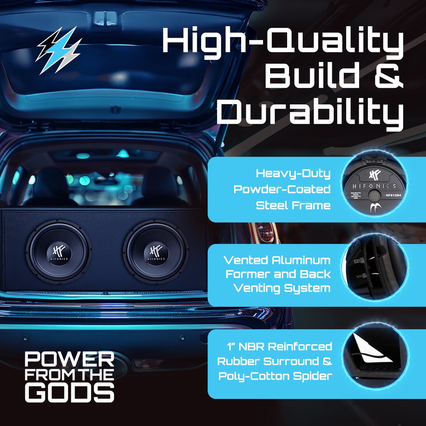 4) HIFONICS HFX12D4 12" 2400W Car Audio DVC Subwoofers Power Bass Subwoofers