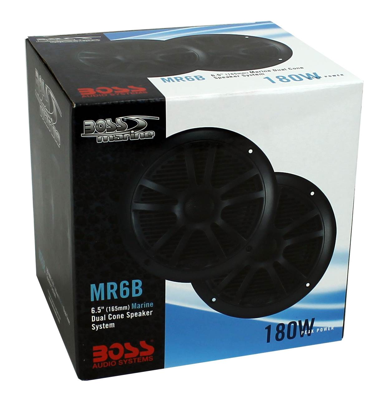 BOSS Audio MR6B 6.5" 180W Dual Cone Marine Full Range Speakers, Black, 1 Pair