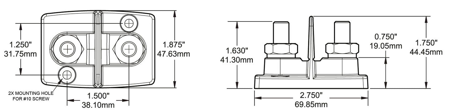 Blue Sea PowerPost Dual 2 x 3/8" Studs w/Insulators