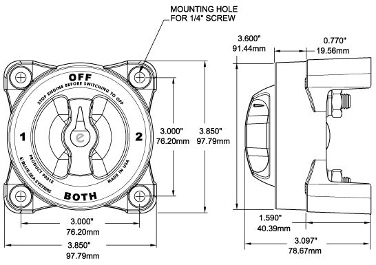 Blue Sea HD-Series Battery Switch On/Off 600A Alternator Field Disconnect