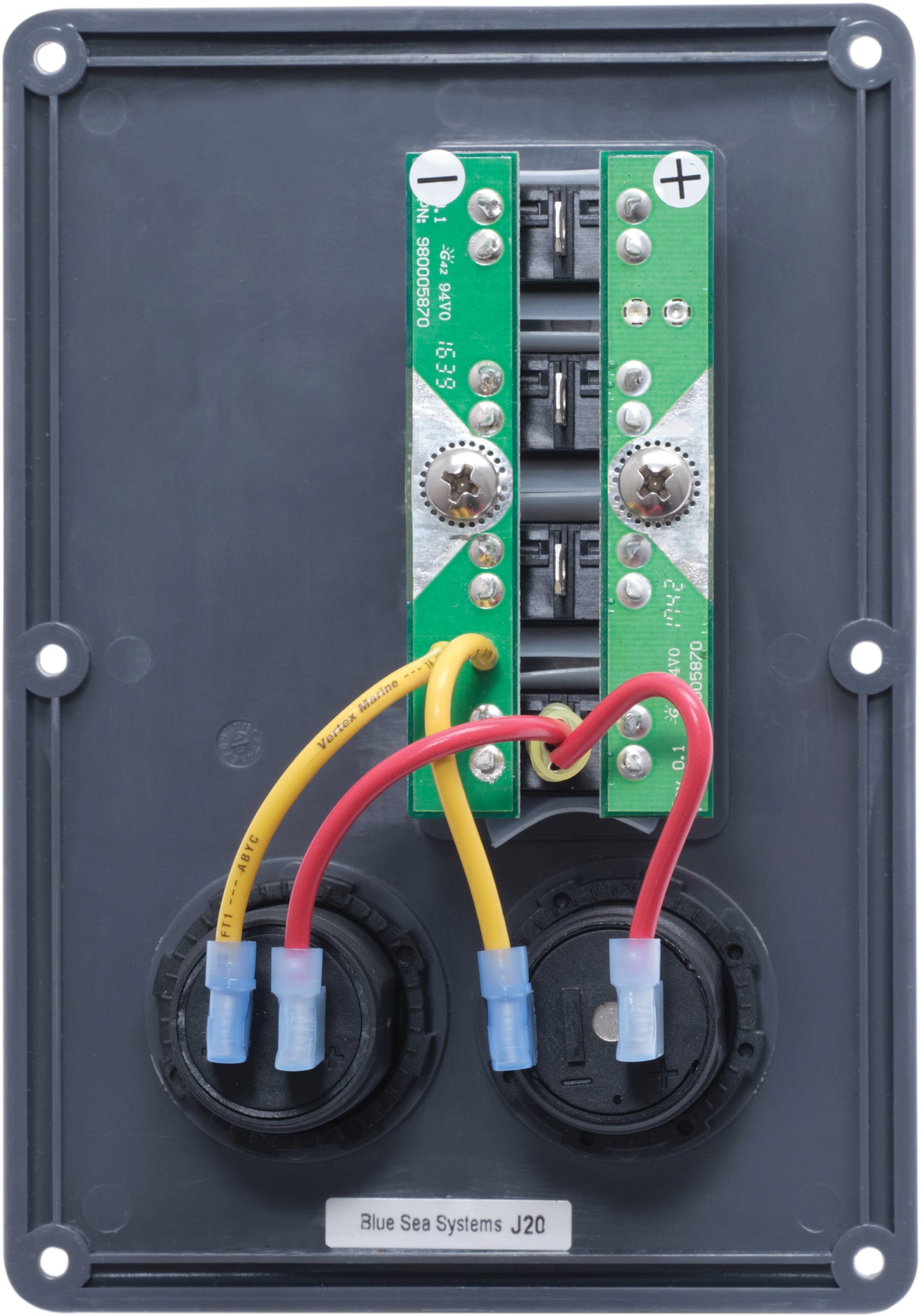 Blue Sea Water-Resistant 12V 4 Circuit Breaker Switch Panel with 12v Socket and Dual USB