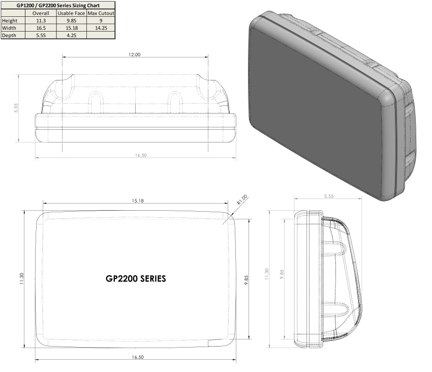NAVPOD GP2200-20 SailPod 1223/1243/xsv 12" Wide Guard