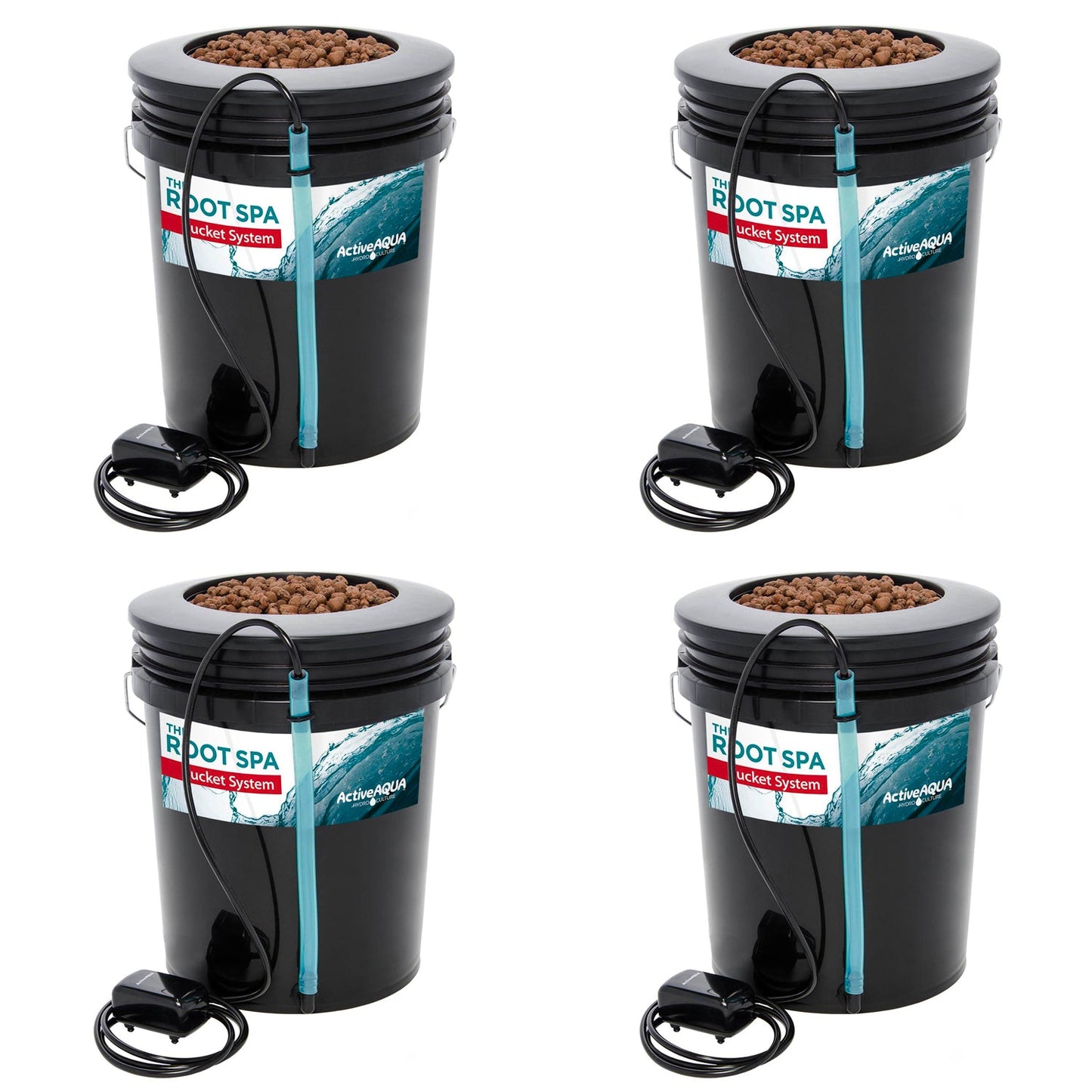 Active Aqua Root Spa 5 Gallon Hydroponic Bucket System Grow Kit (4 Pack)