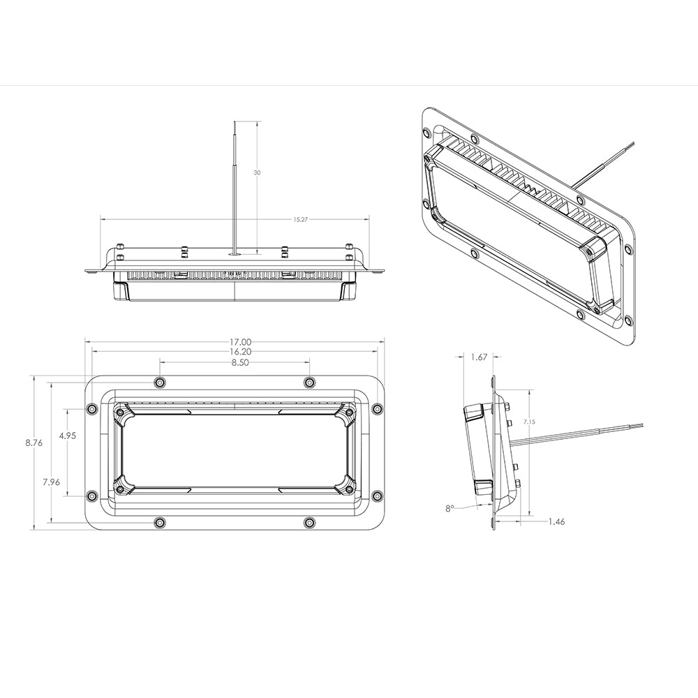 Lumitec Maxillume tr150 Flood White LED Semi-Recessed White Housing 12/24v