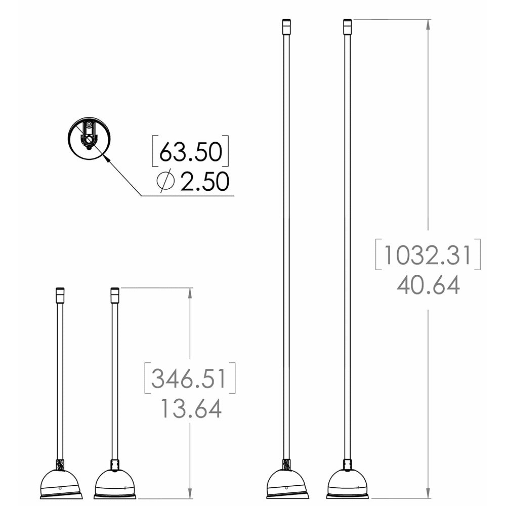 Lumitec Contour 39" Anchor Light, Black Sleeve White Base 12/24vDC