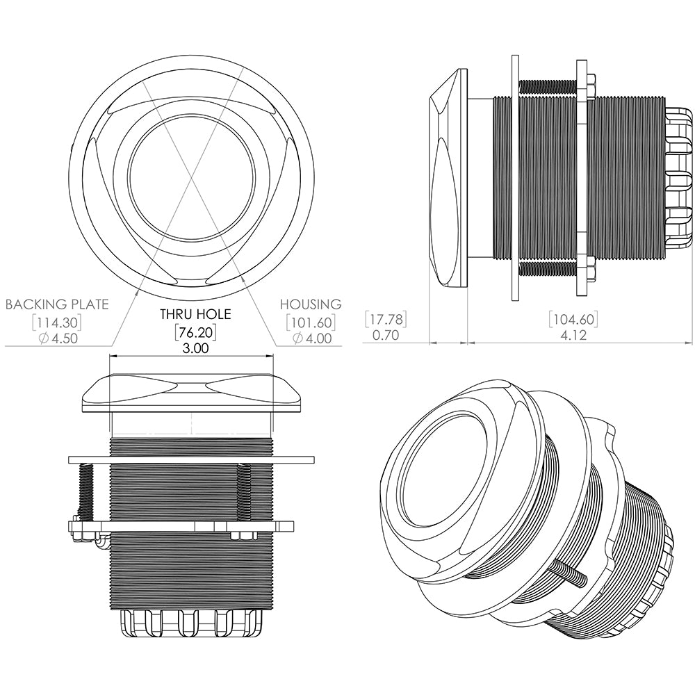 Lumitec Typhoon Spectrum Thru Hull 12/24v RGBW LED Underwater