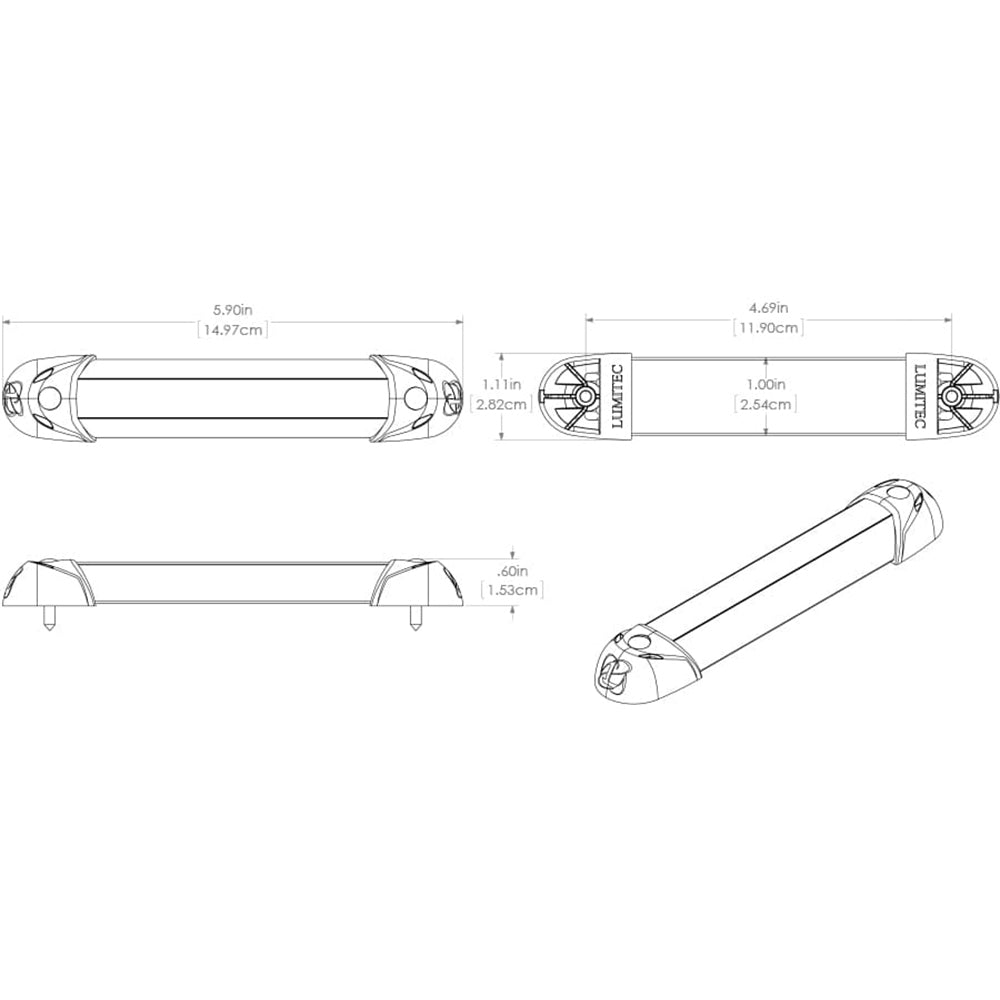 Lumitec 6" Mini RAIL2 Spectrum 10-30vDC Brushed Housing