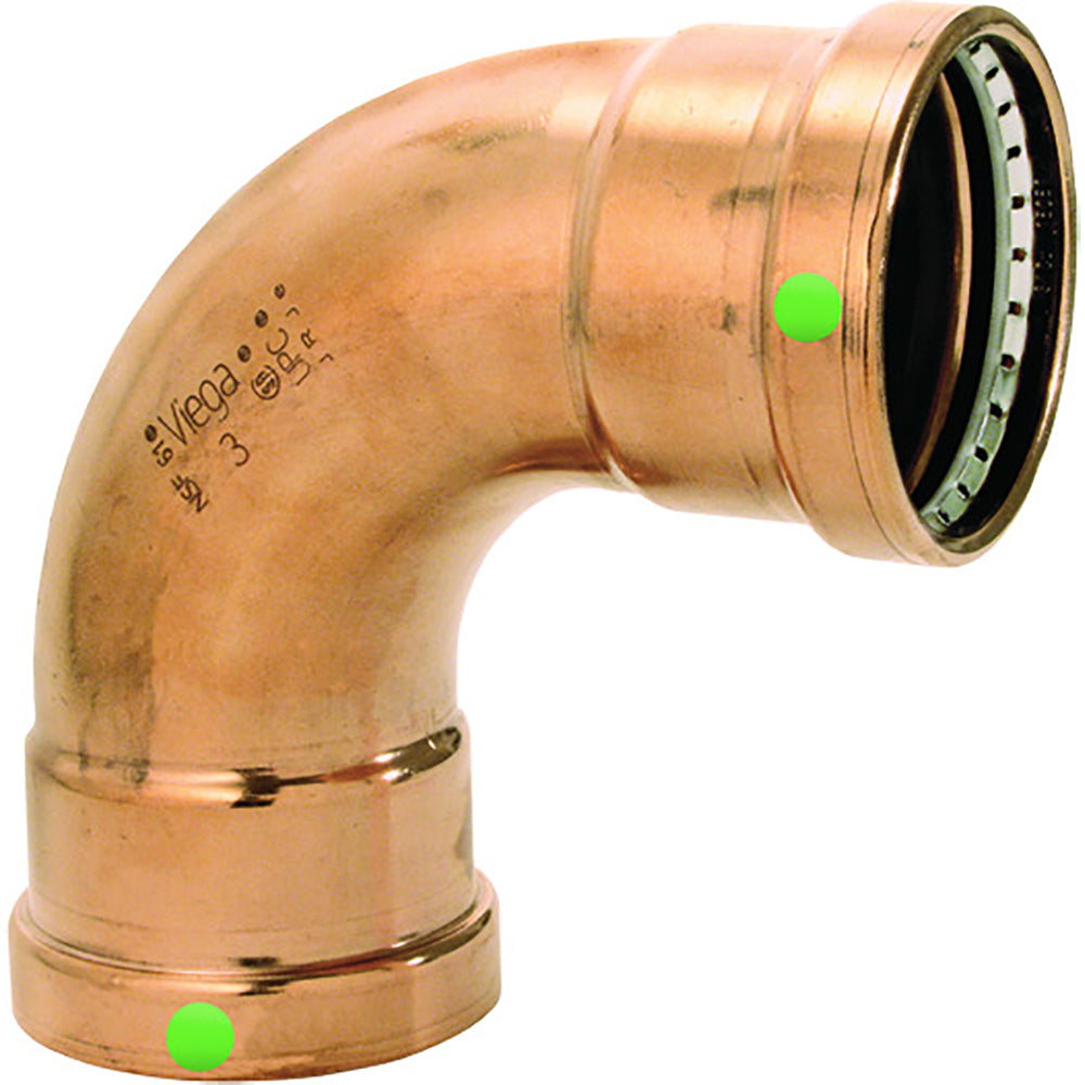 Viega ProPress 2-1/2" - 90? Copper Elbow - Double Press Connection - Smart Connect Technology