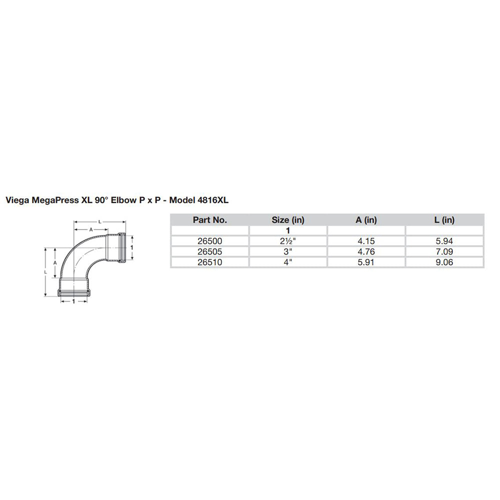 Viega MegaPress 2-1/2" 90? Carbon Steel Elbow w/FKM - Double Press Connection - Smart Connect Technology