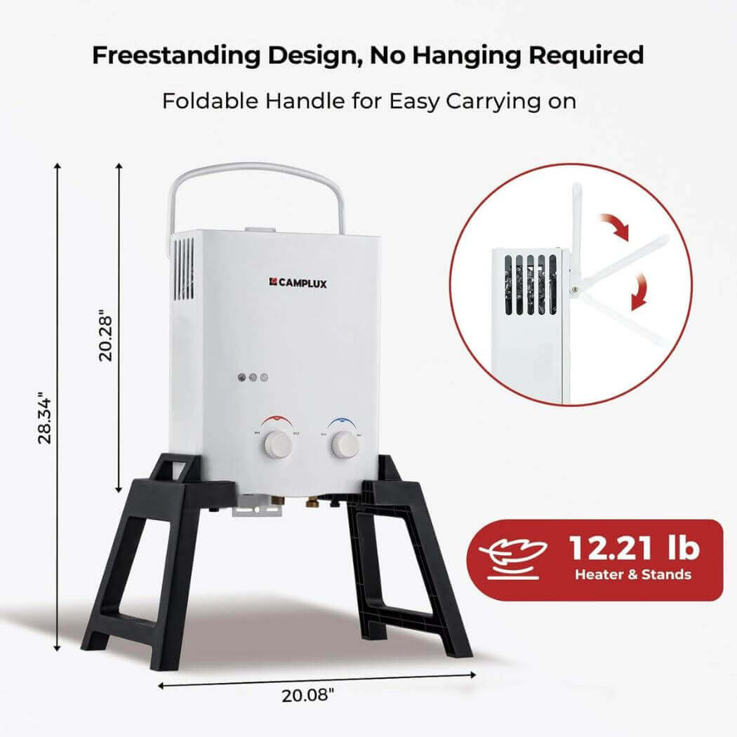 Camplux AY132MAX Portable Propane Water Heater With Stand