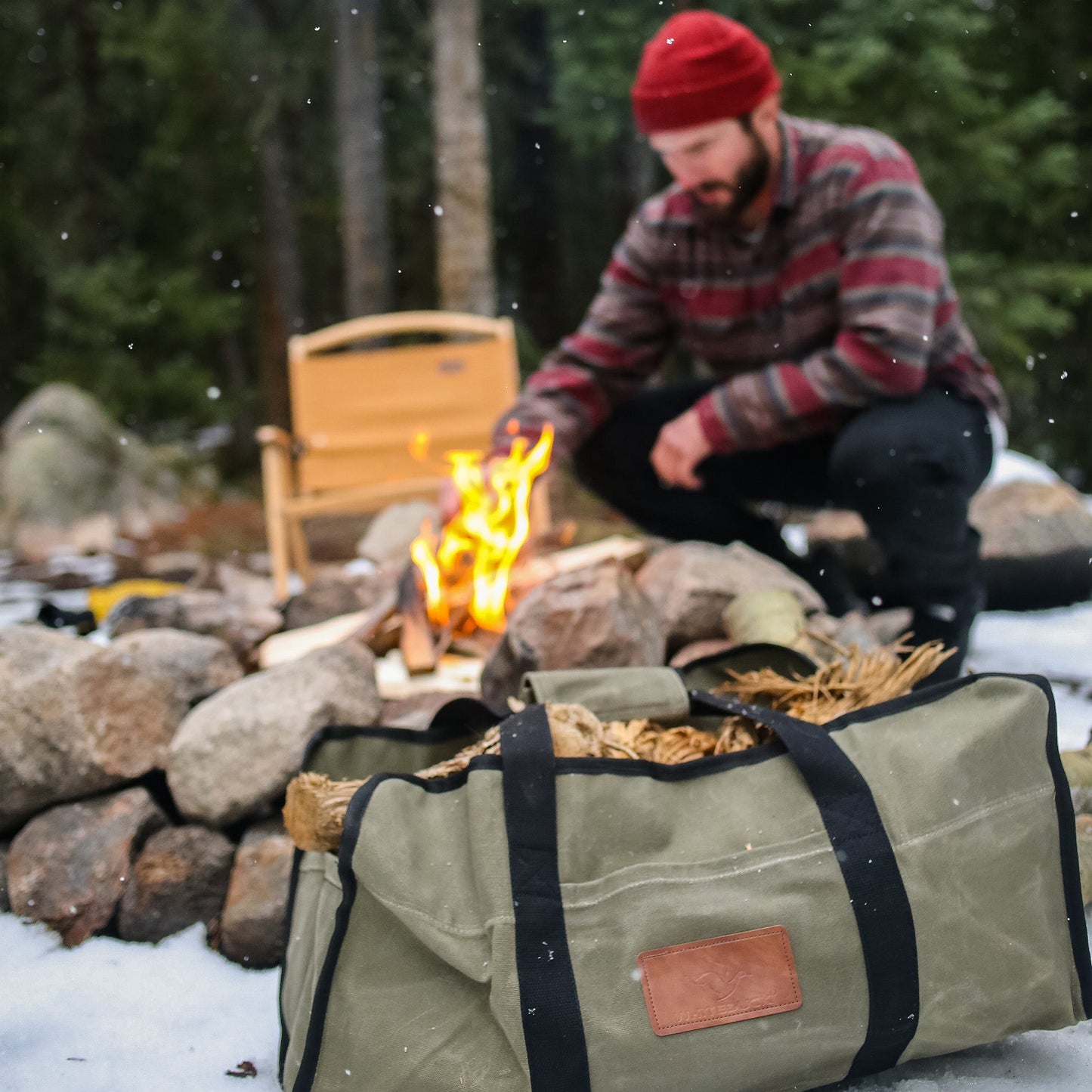 Tote Shape Canvas Firewood Log Carriers