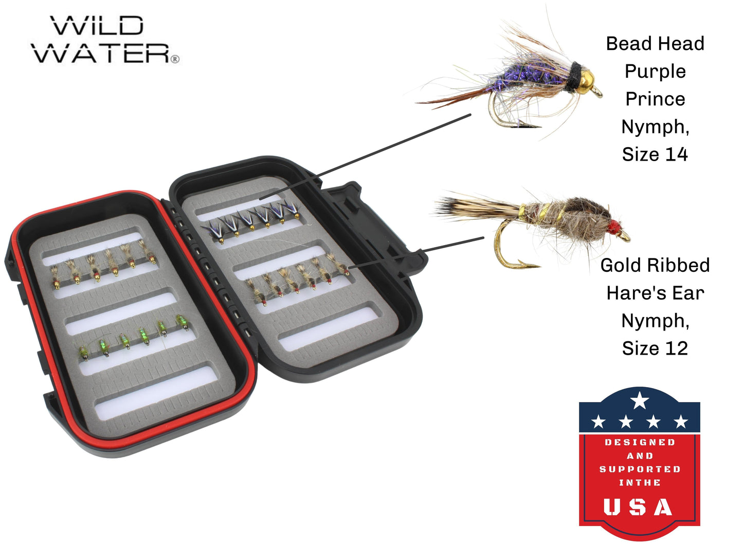 Nymph Fly Assortment, 24 Flies | Fly Box | Wild Water Fly Fishing