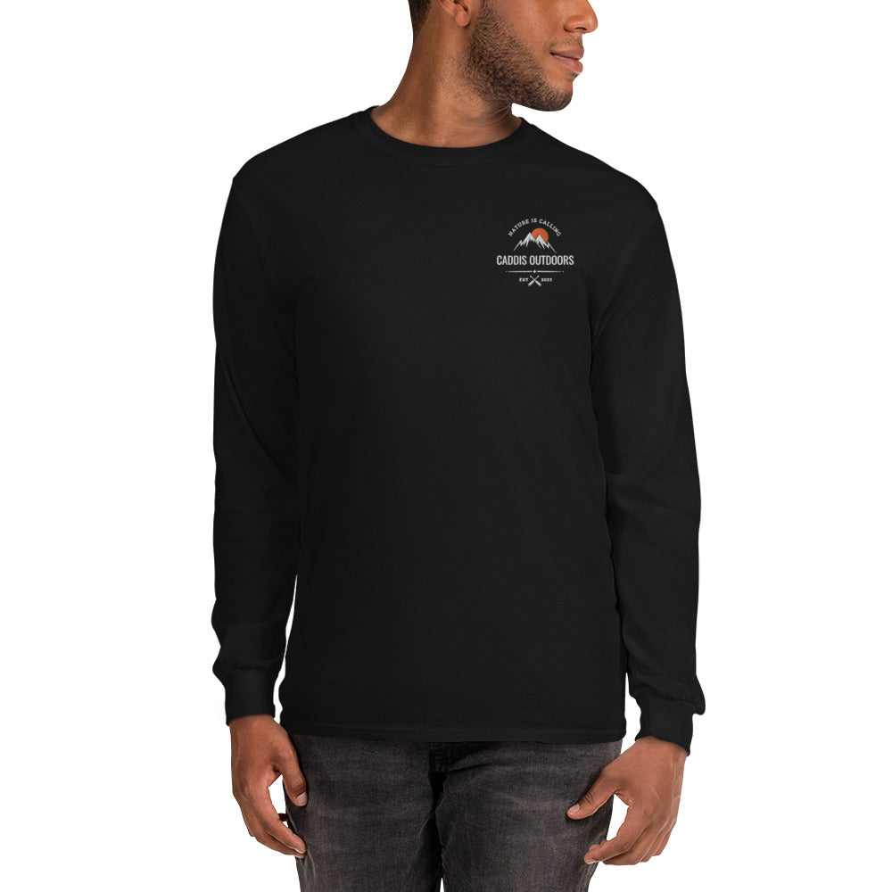 Caddis Long Sleeved T-shirt - Adventure Awaits - White Lettering