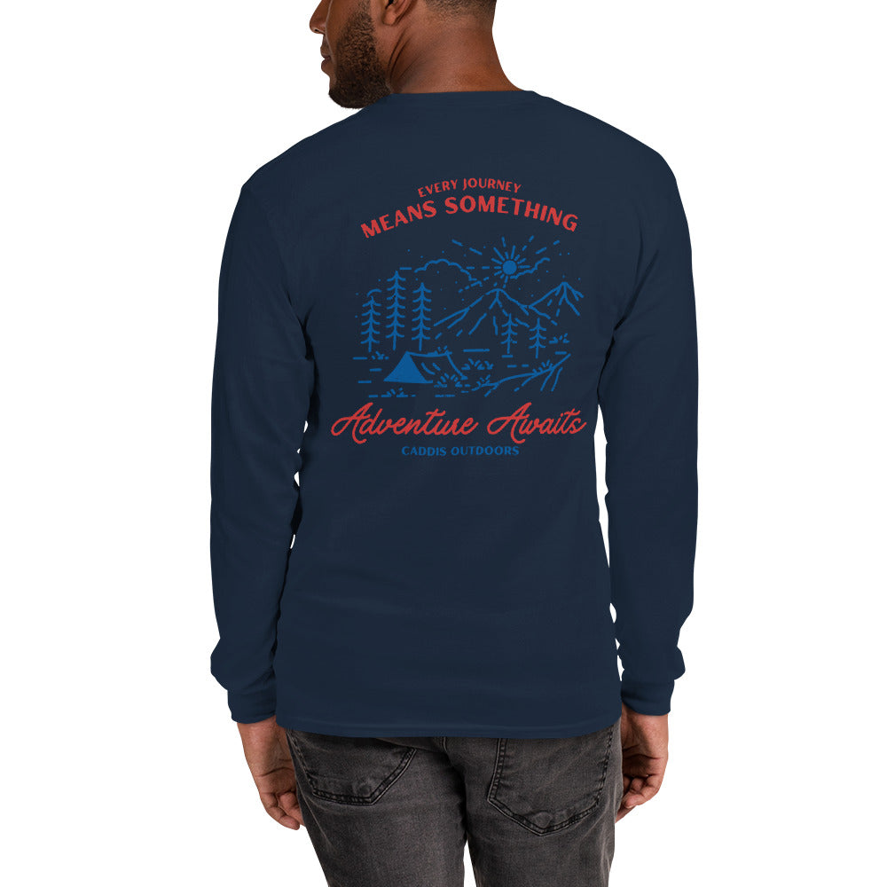 Caddis Long Sleeved T-shirt - Adventure Awaits - White Lettering