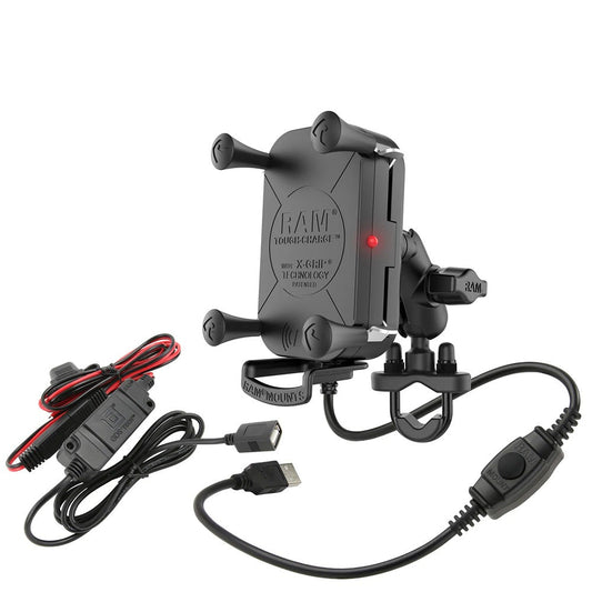 RAM Mount Tough-Charge 15W Waterproof Wireless Charging Motorcycle Mount [RAM-B-149Z-A-UN12W-V7M-1]