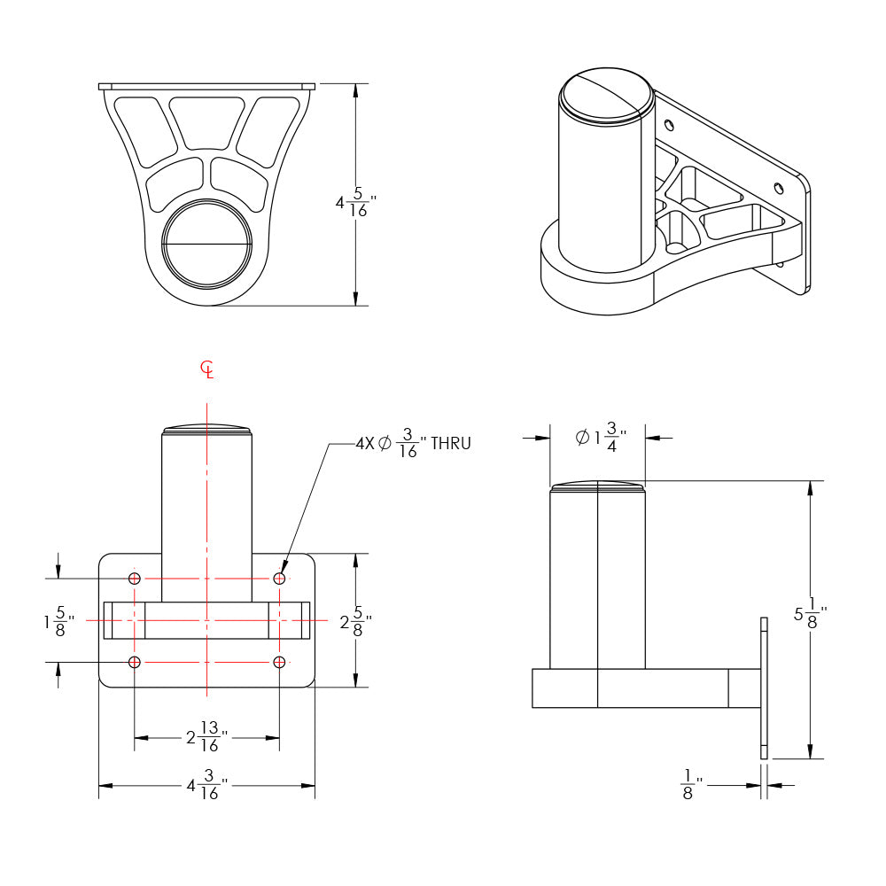TACO ShadeFin Mini Side Wall Mount w/Backing Plate [T10-4000-12]