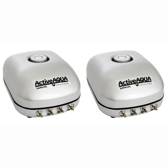 Active Aqua AAPA15L 6-Watt 240 GPH Hydroponic Aquarium 4 Outlet Air Pump(2 Pack)