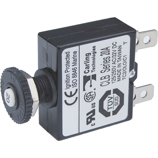 Blue Sea 20A Push Button Quick Connect Circuit Breaker