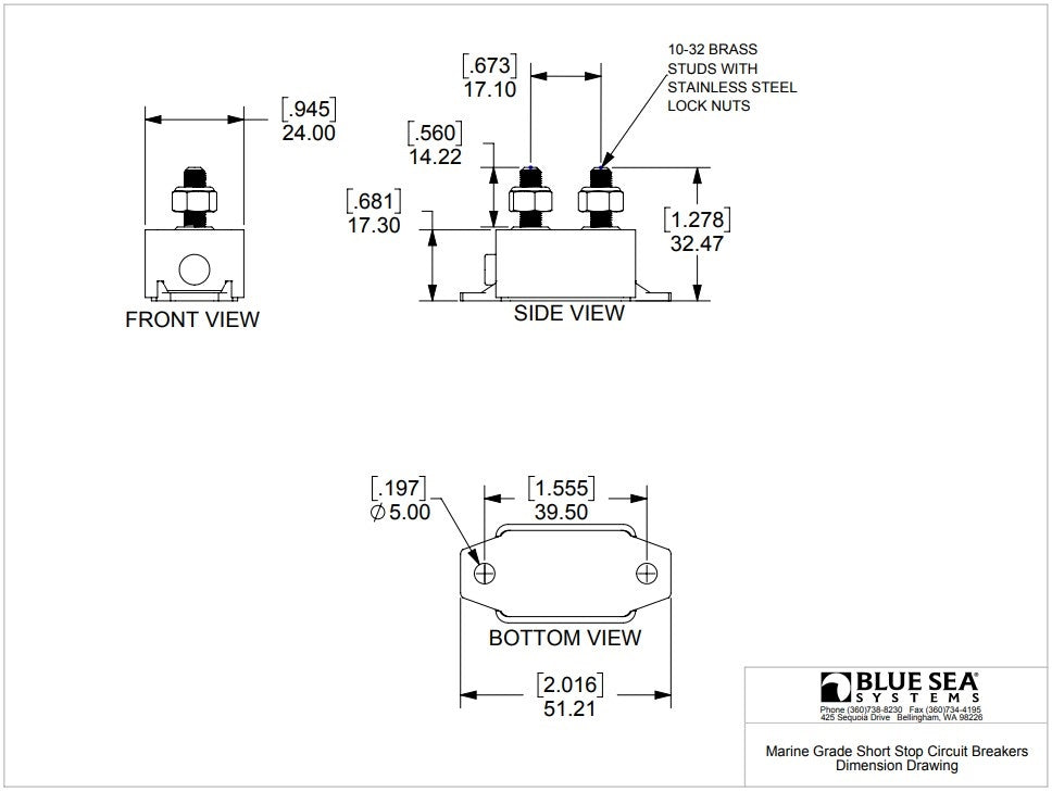 Blue Sea Short Stop 30 Amp Circuit Breaker Marine Grade