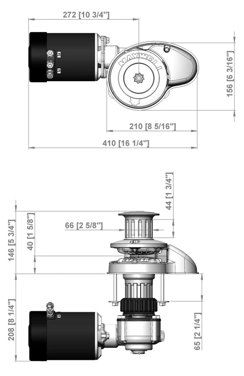 Maxwell RC 8-6 Vertical Windlass 1/4" Chain, 1/2" Rope 12V [RC8612V]