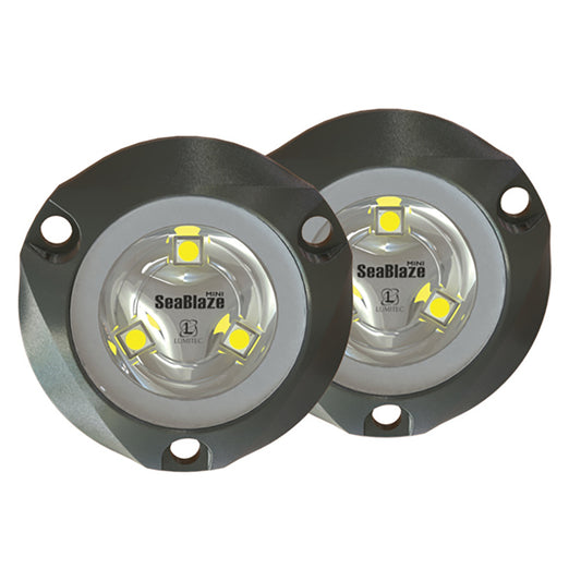 Lumitec Seablaze Mini Blue LED Underwater Light Brushed Finish 12/24v 2-Pack