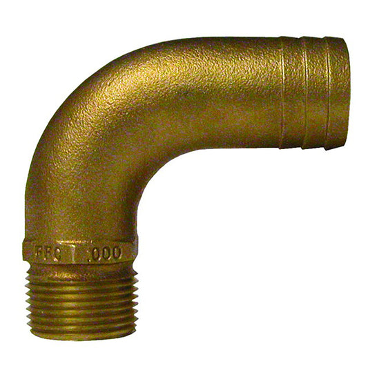 GROCO 1" NPT x 1-1/4" ID Bronze Full Flow 90? Elbow Pipe to Hose Fitting
