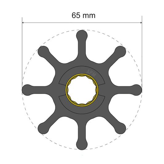 Albin Group Premium Impeller Kit 65 x 16 x 50mm - 8 Blade - Spline Insert