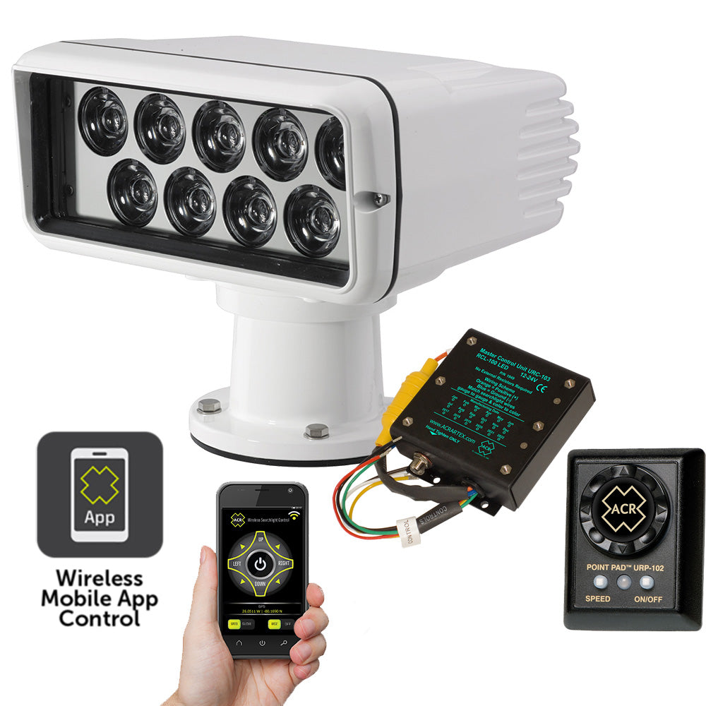 ACR RCL100 LED Searchlight With Point Pad 12/24V and WiFi Remote White Housing