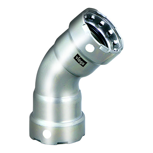 Viega MegaPress 1/2" 45? Stainless Steel 304 Elbow - Double Press Connection - Smart Connect Technology