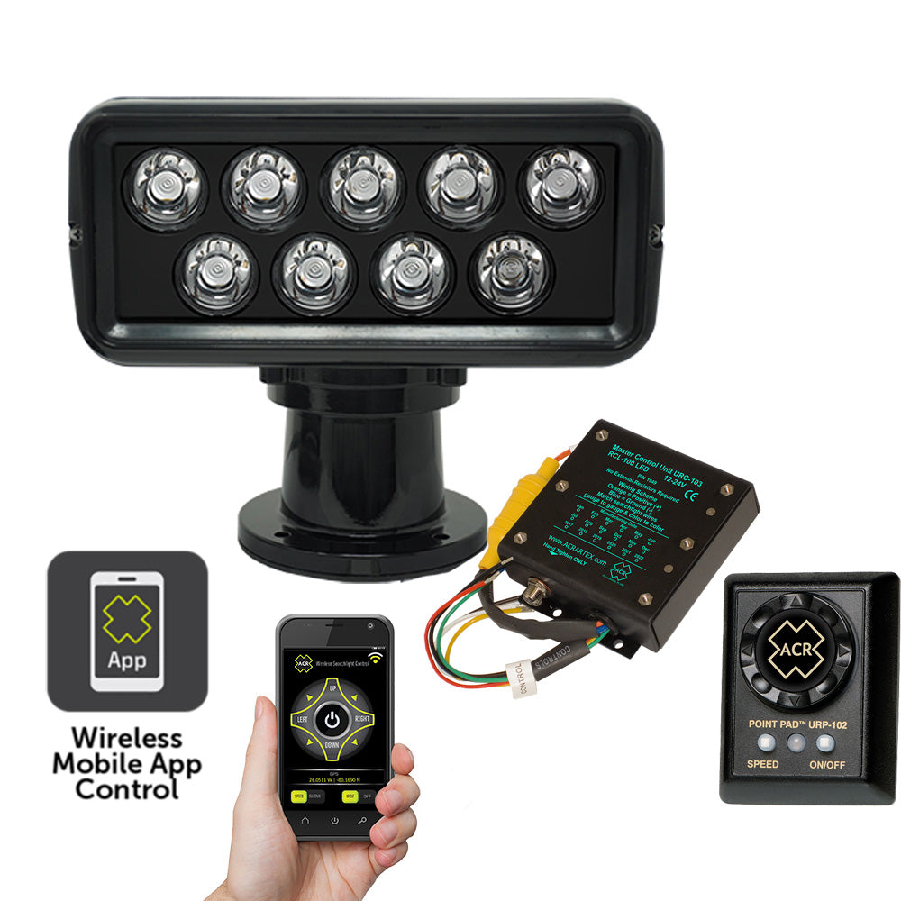ACR RCL100 LED Searchlight With Point Pad 12/24V and WiFi Remote Black Housing