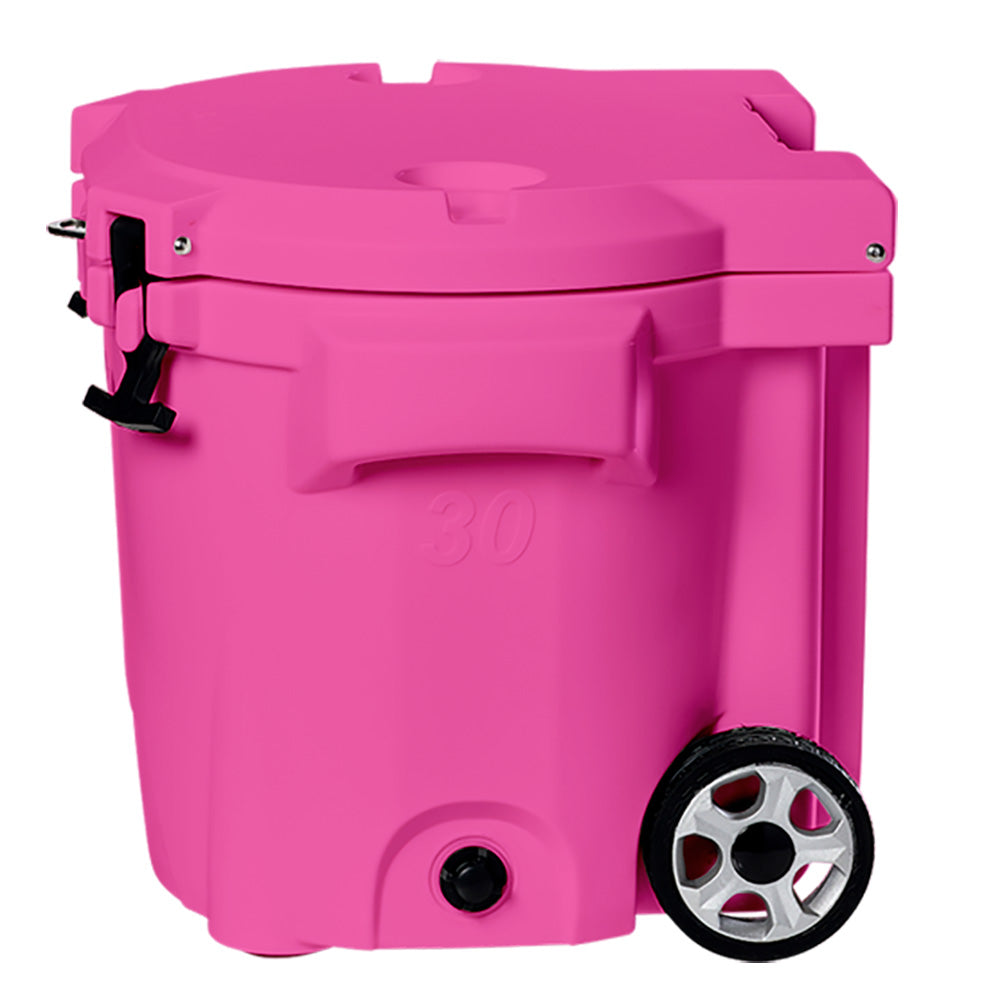 LAKA Coolers 30 Qt Cooler w/Telescoping Handle & Wheels - Pink