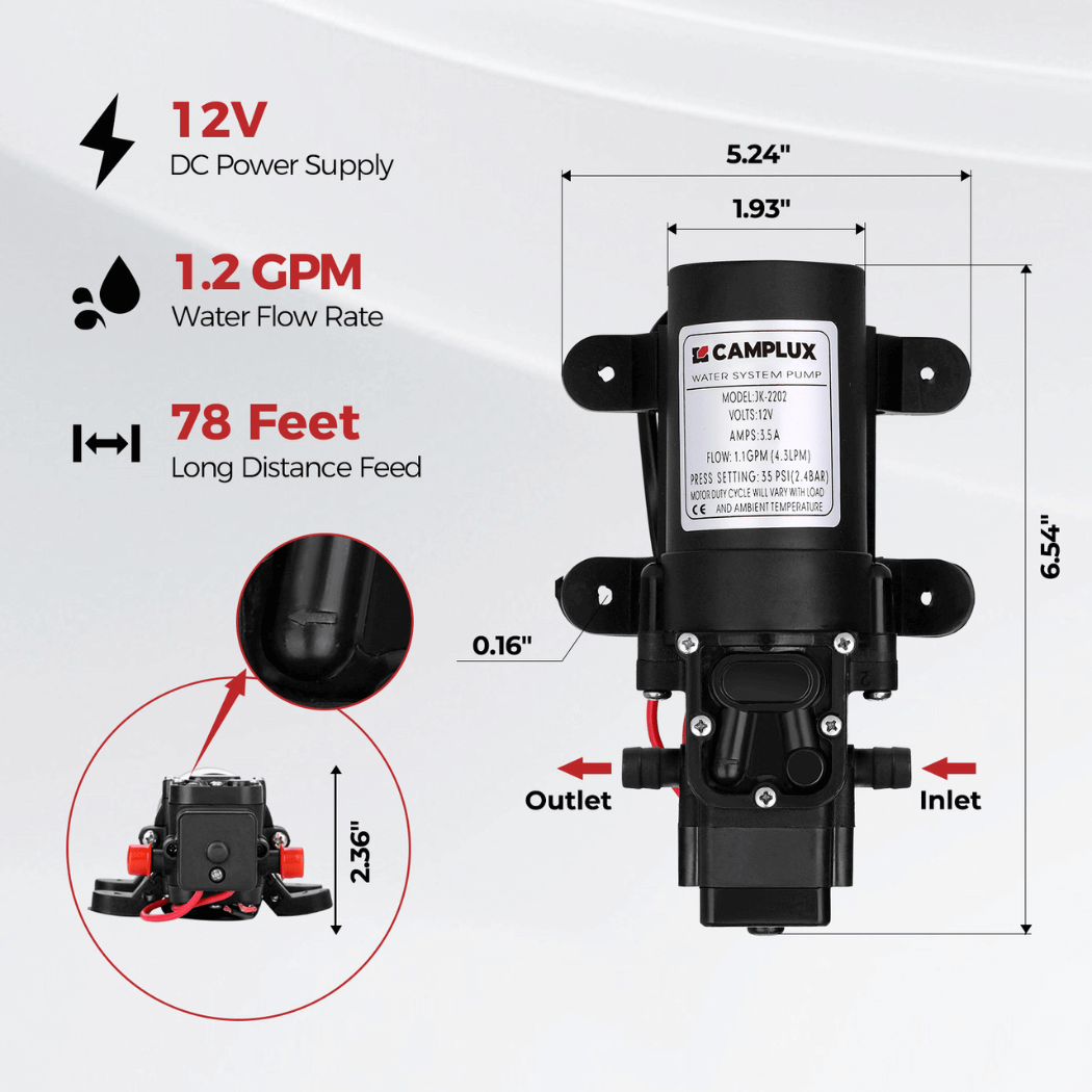 Camplux BD158P43 Tankless Propane Water Heater Pump Kit