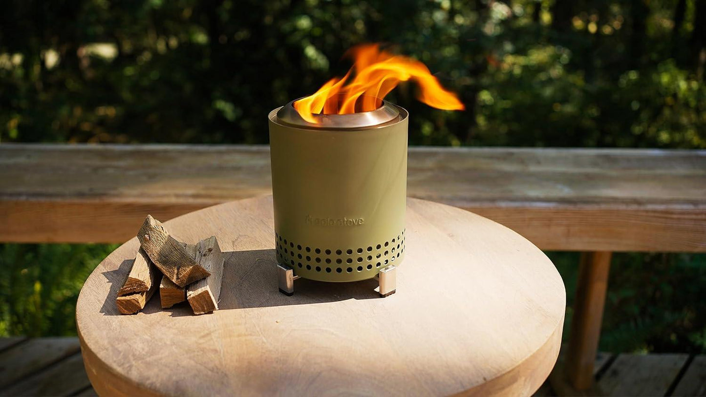 Solo Stove Mesa Tabletop Fire Pit with Stand | Low Smoke Outdoor Mini Fire for Urban & Suburbs | Fueled by Pellets or Wood