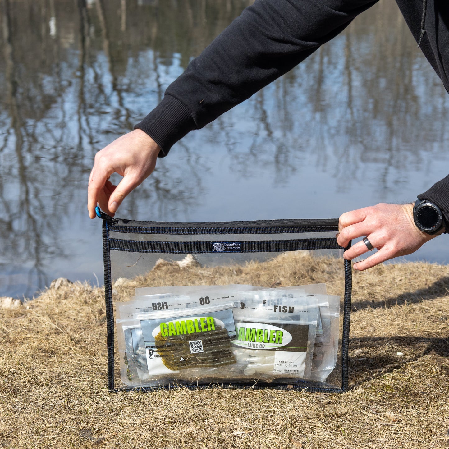 Reaction Tackle Clear Storage Bag Tackle Pak - Water-Resistant Plastic Storage - New