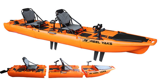 13.8ft  Rocket Fin Drive Tandem & Solo Modular Fishing Kayak | Fin Drive | 550lbs Capacity | 3 Piece