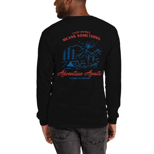 Caddis Long Sleeved T-shirt - Adventure Awaits - White Lettering