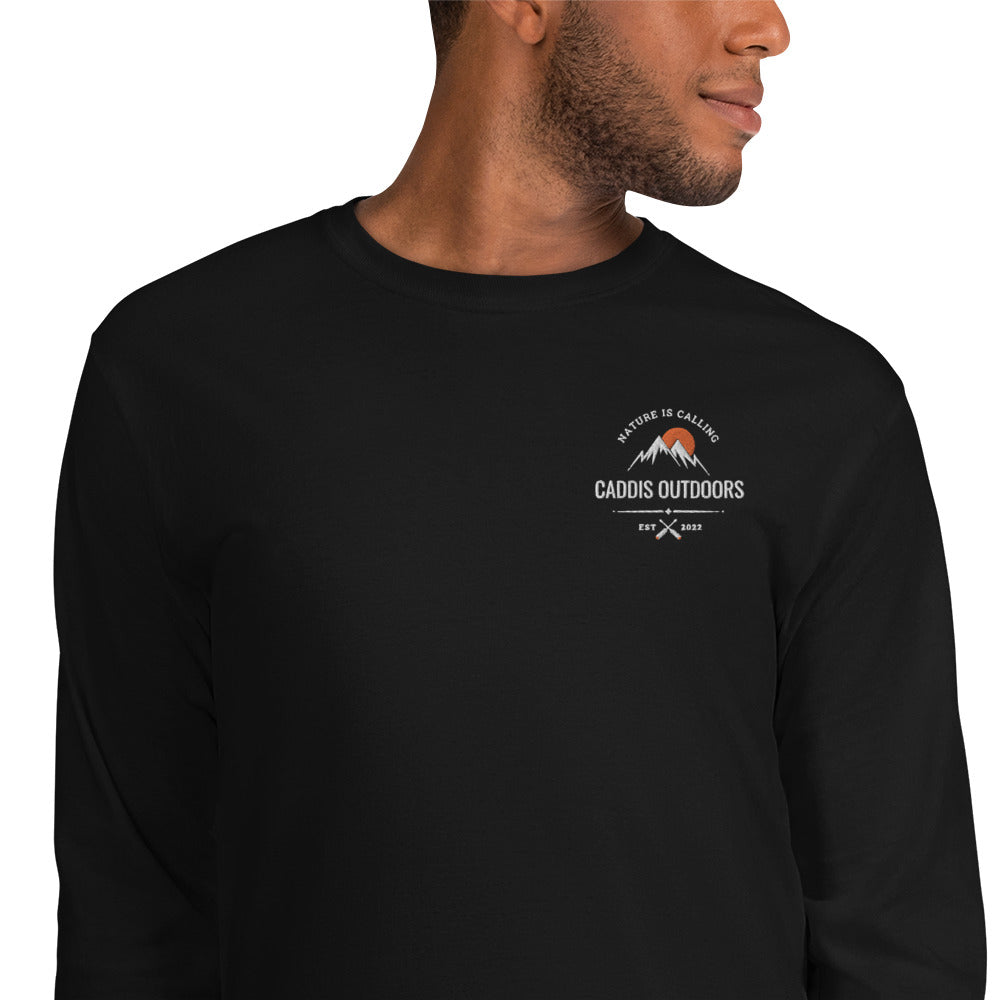Caddis Long Sleeved T-shirt - Adventure Awaits - White Lettering