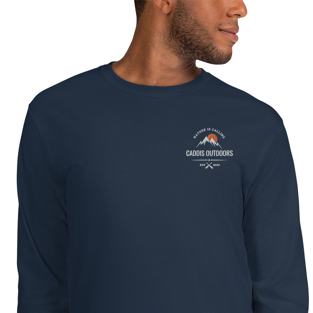 Caddis Long Sleeved T-shirt - Adventure Awaits - White Lettering